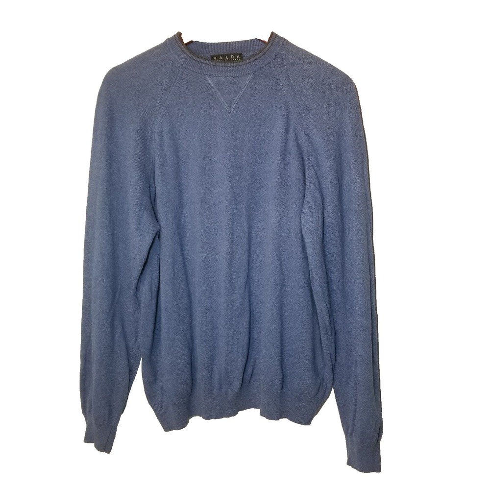 Valda Blue Crew Neck Sweater Raglan Long Sleeve Ribbed Neck Hem Cuff‎ Large